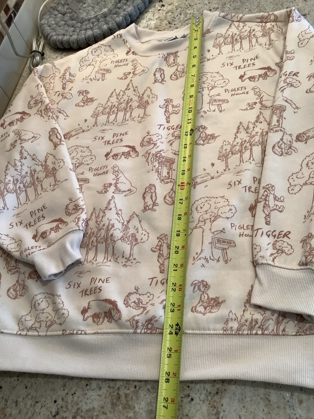Disney Cream Graphic Sweatshirt with Pooh Tigger Sketch Print Small - Picture 7 of 8